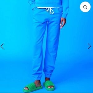 NWT MONROW 90s Classic Joggers Organic Cotton Cerulean